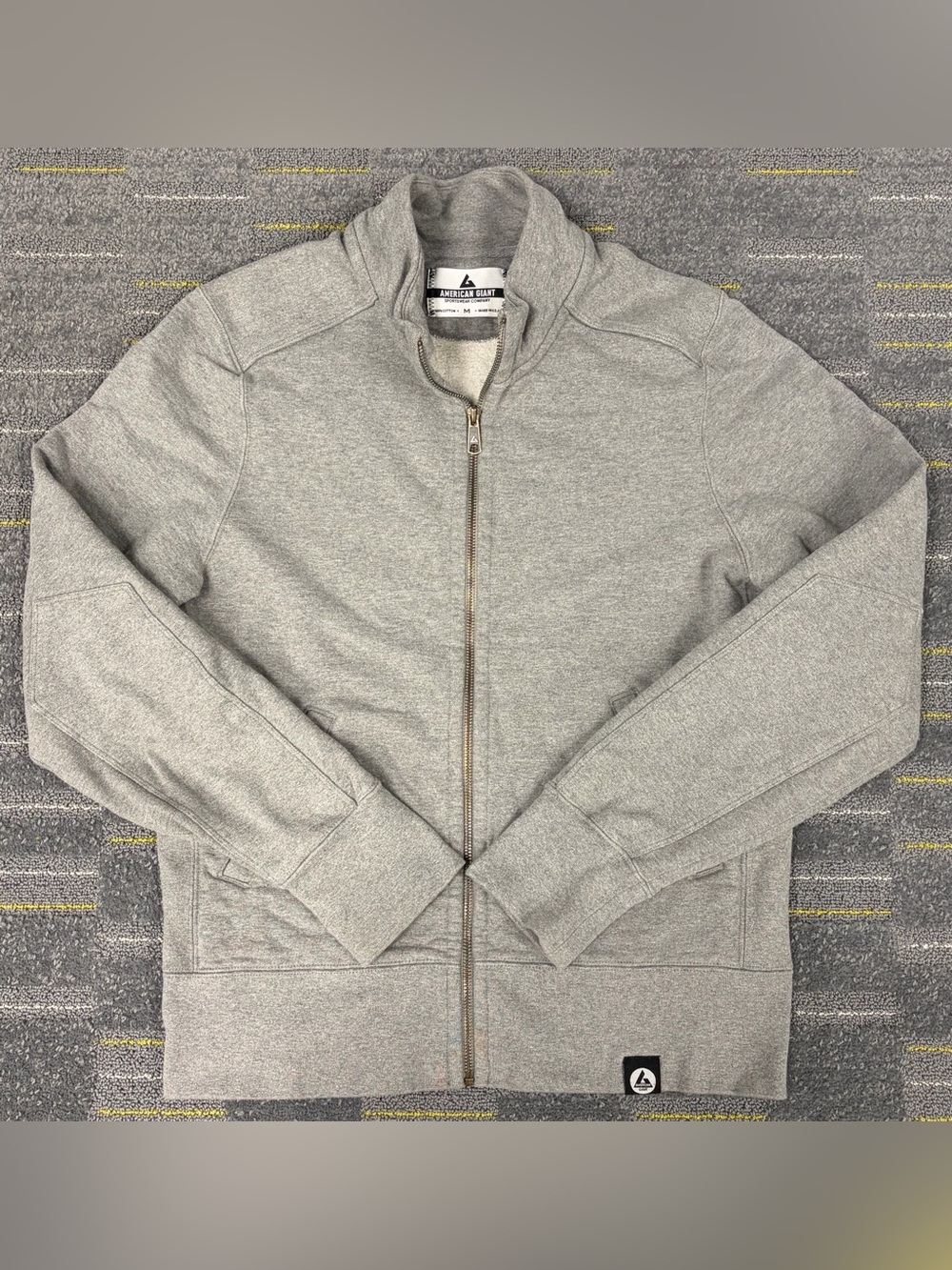 American Giant Men’s Moto Full Zip Jacket Medium Sweatshirt Heavy Fleece Outdoor